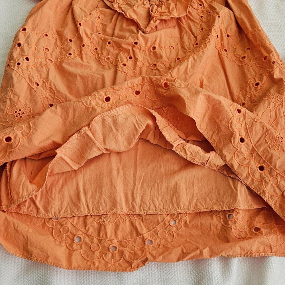 Ellison Orange Eyelet Babydoll Dress with pockets Medium womens - Picture 9 of 11